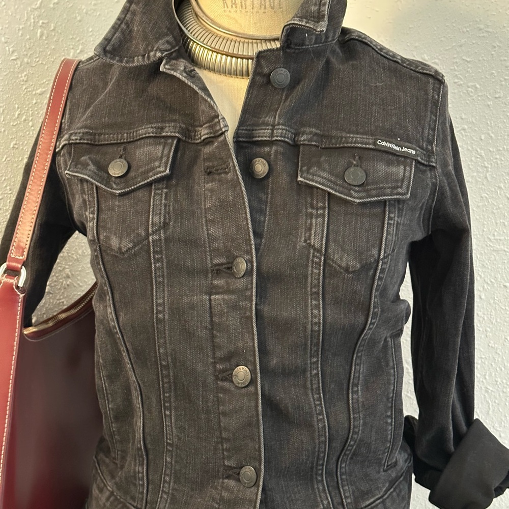 Calvin Klein black denim jean jacket size: xs / color: black